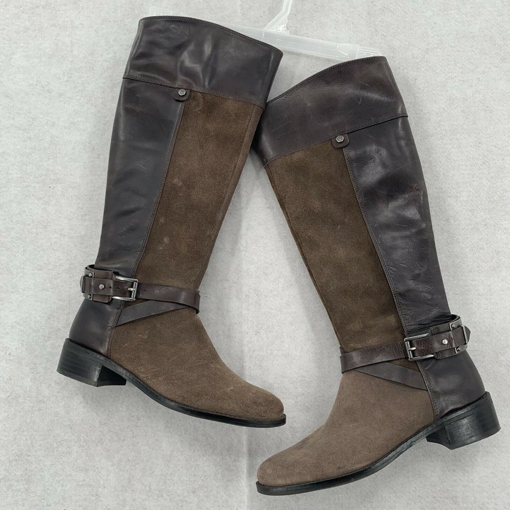 Vince Camuto Leather Riding Boots Brown & Black Size Size 8